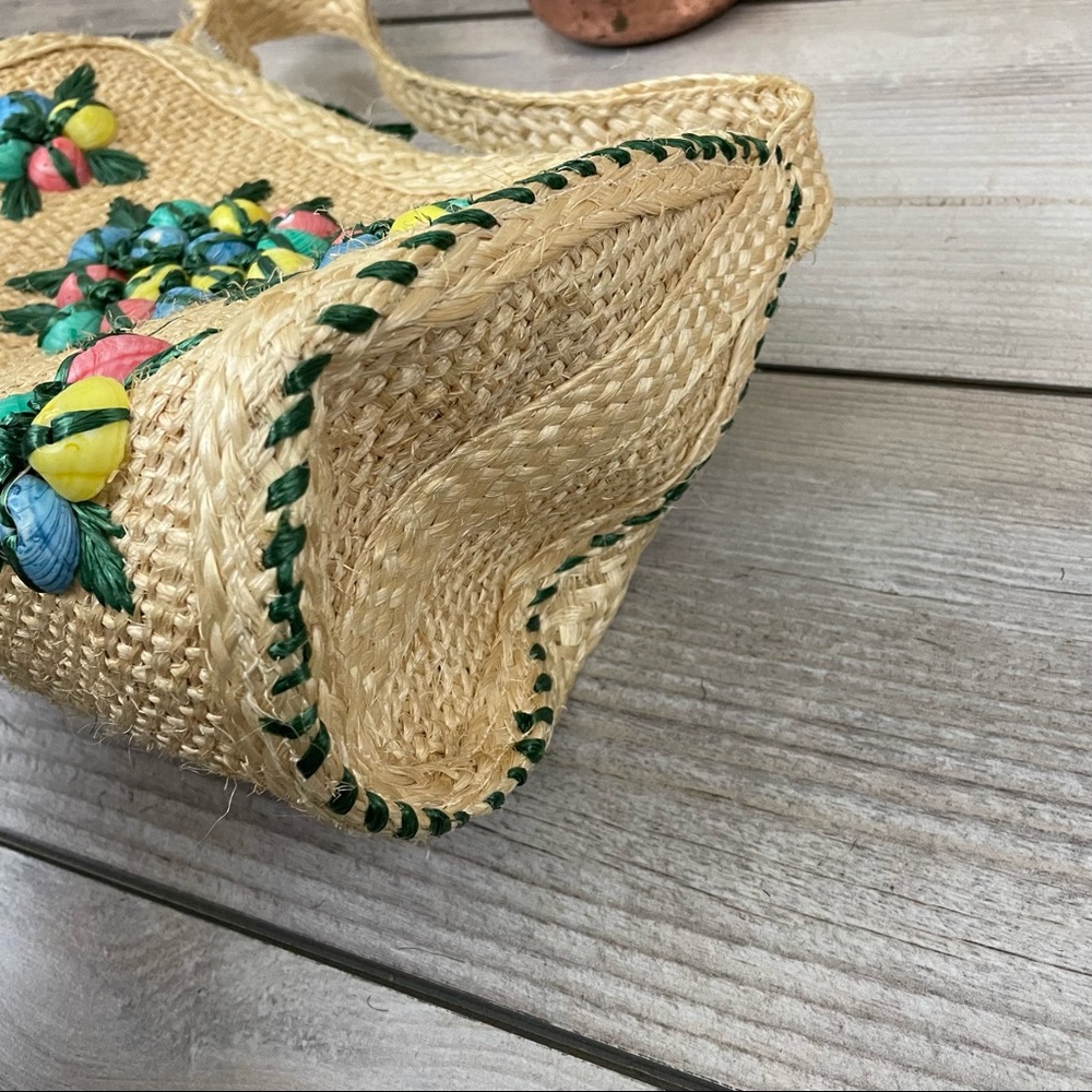 Vintage Multicolor Woven Straw Shoulder Bag - Picture 6 of 11